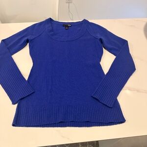 100% CASHMERE: AQUA CASHMERE BLUE LONG SLEEVE SCOOP-NECK SWEATER SZ XS